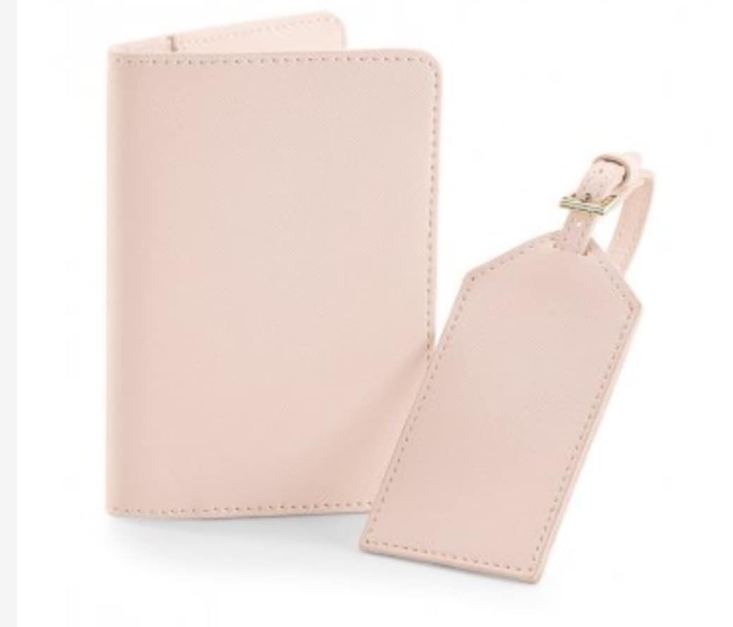 Personalised passport holder and luggage tag.