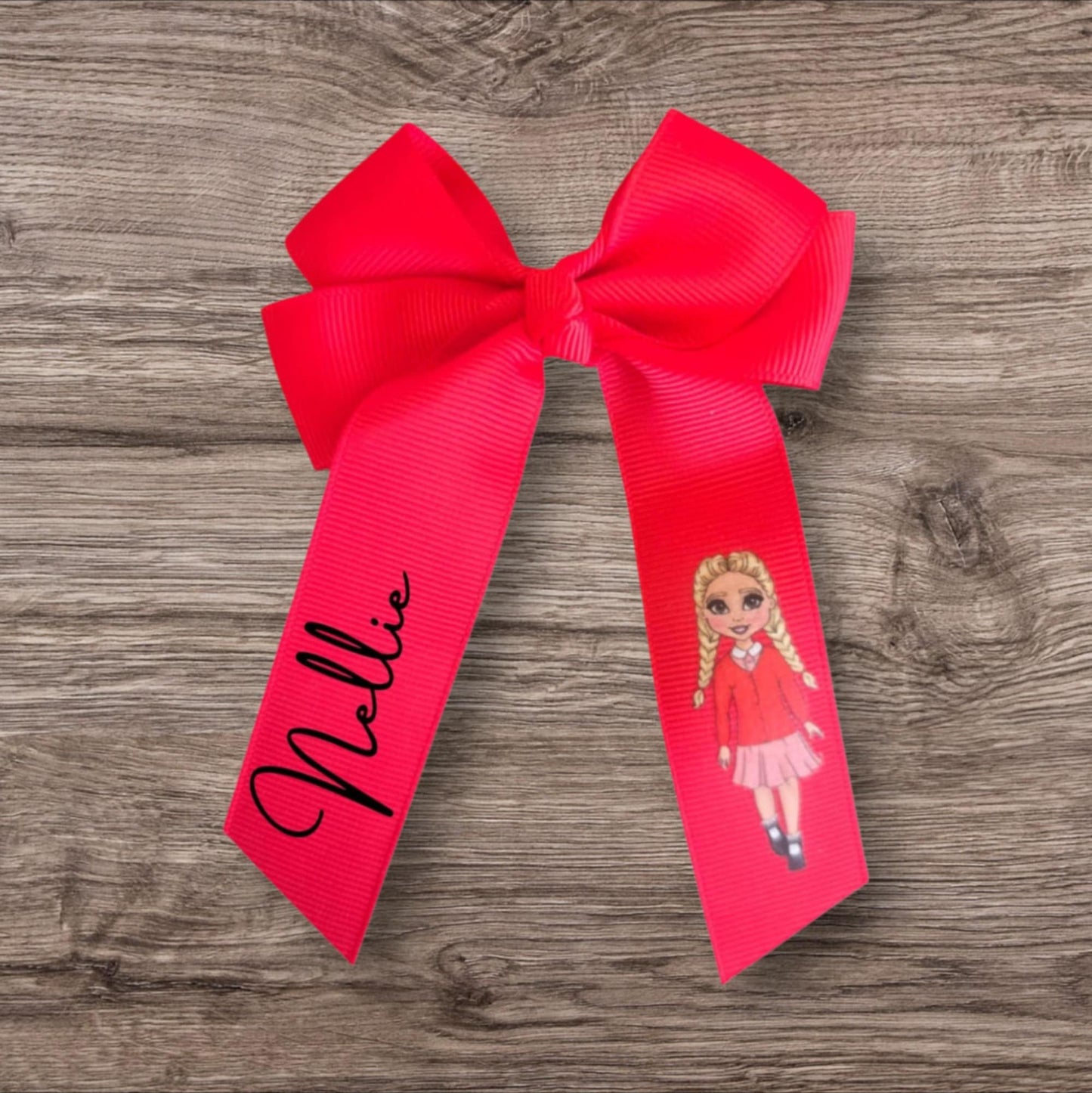 Personalised School Dolly hair bows 4inch