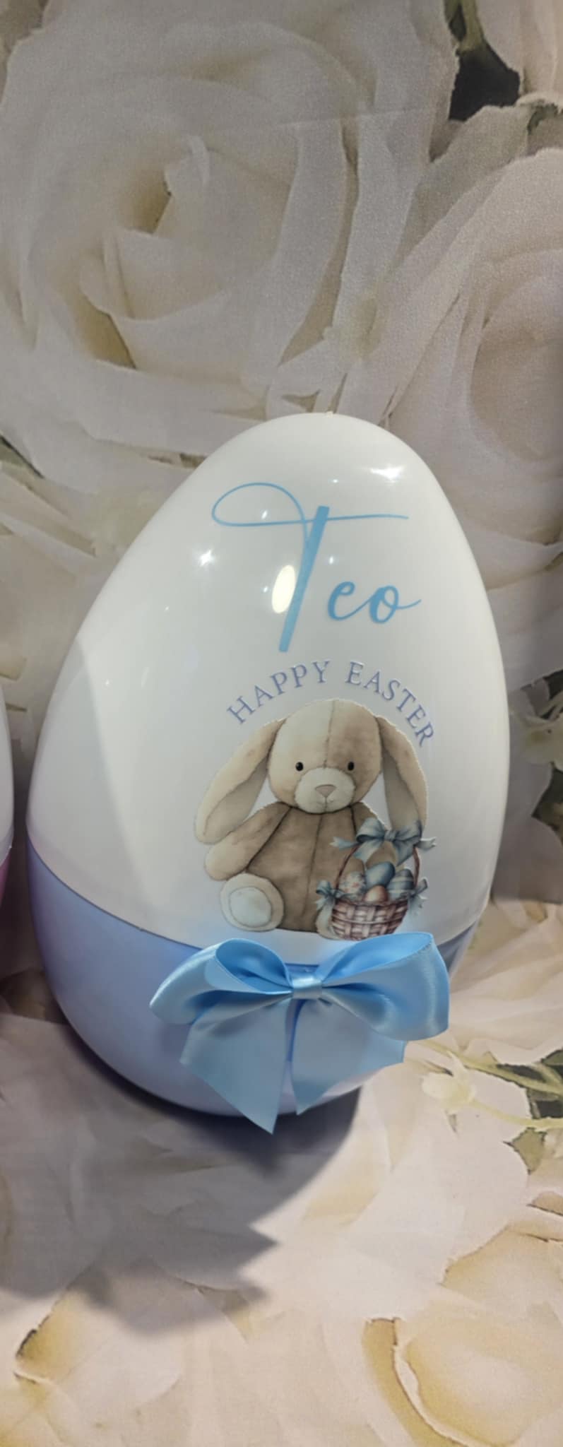 Personalised fillable plastic easter egg.