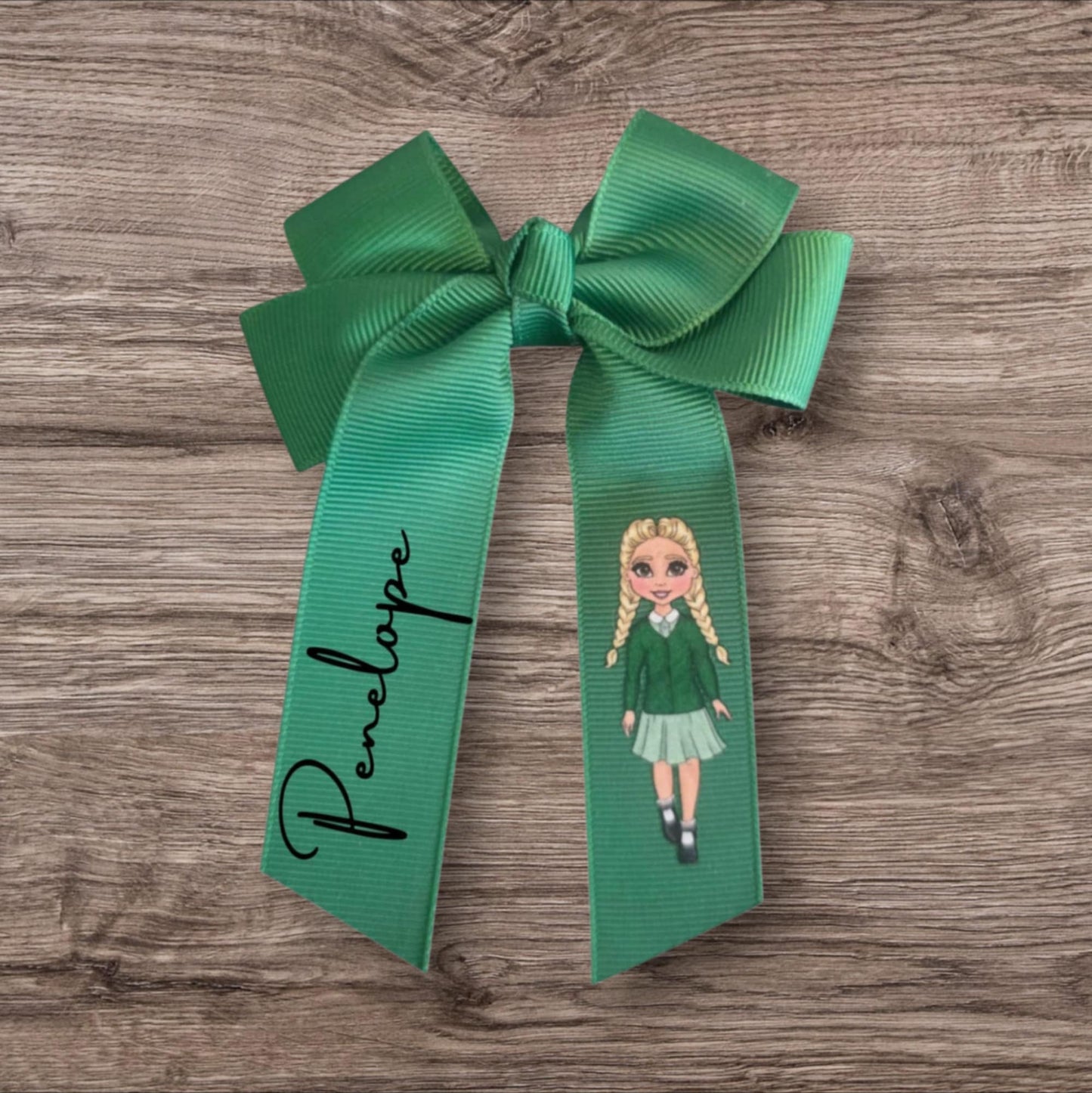 Personalised School Dolly hair bows 4inch