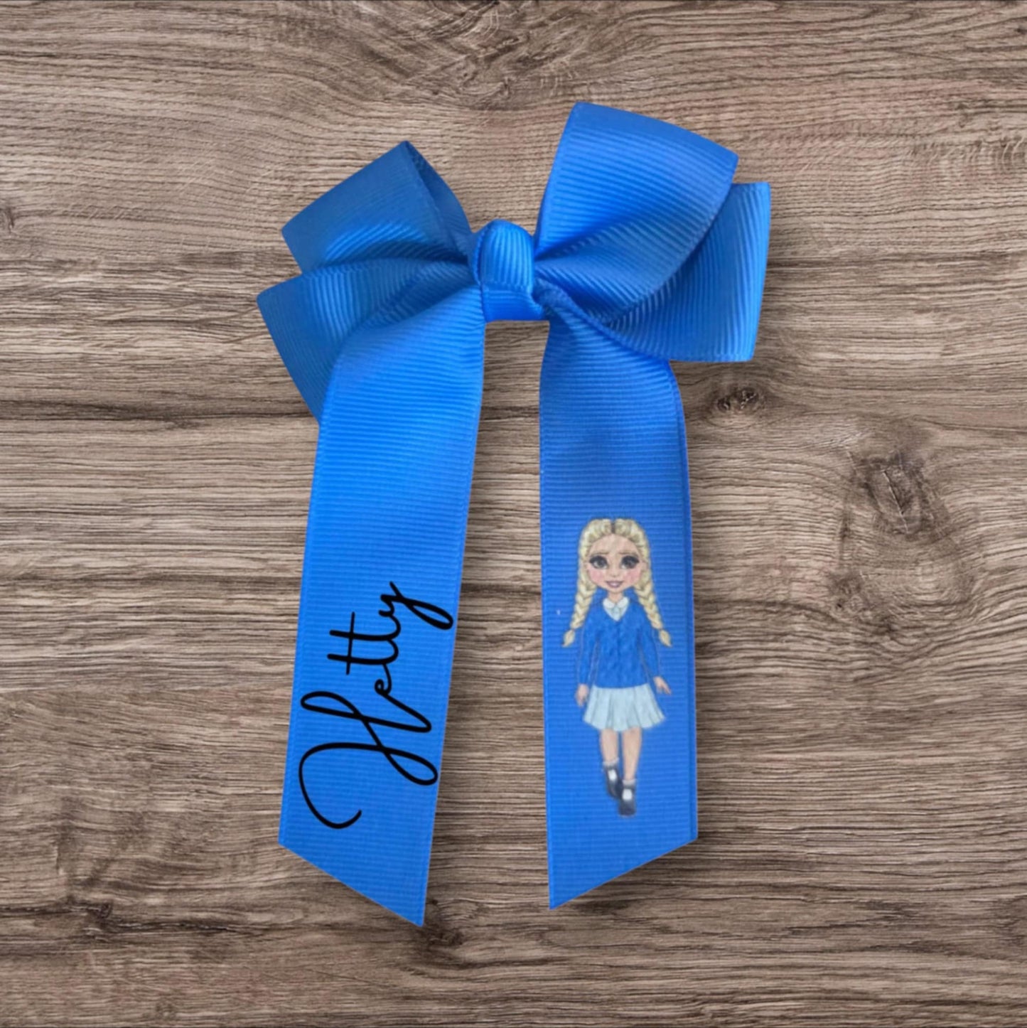 Personalised School Dolly hair bows 4inch