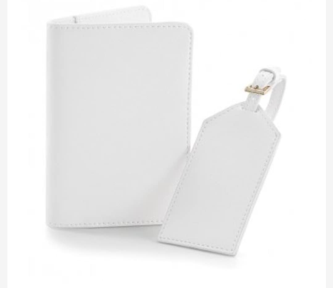 Personalised passport holder and luggage tag.