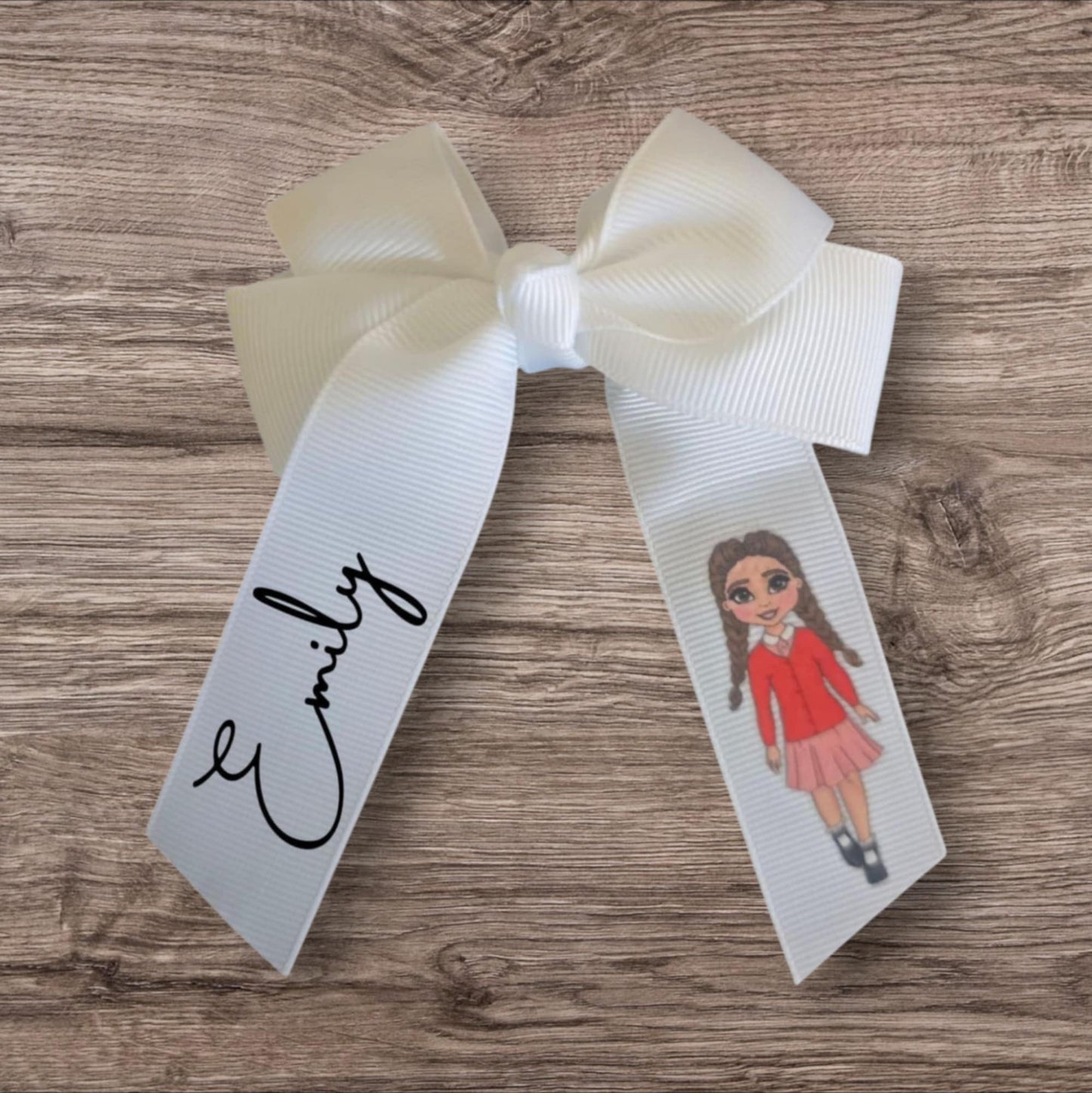 Personalised School Dolly hair bows 4inch