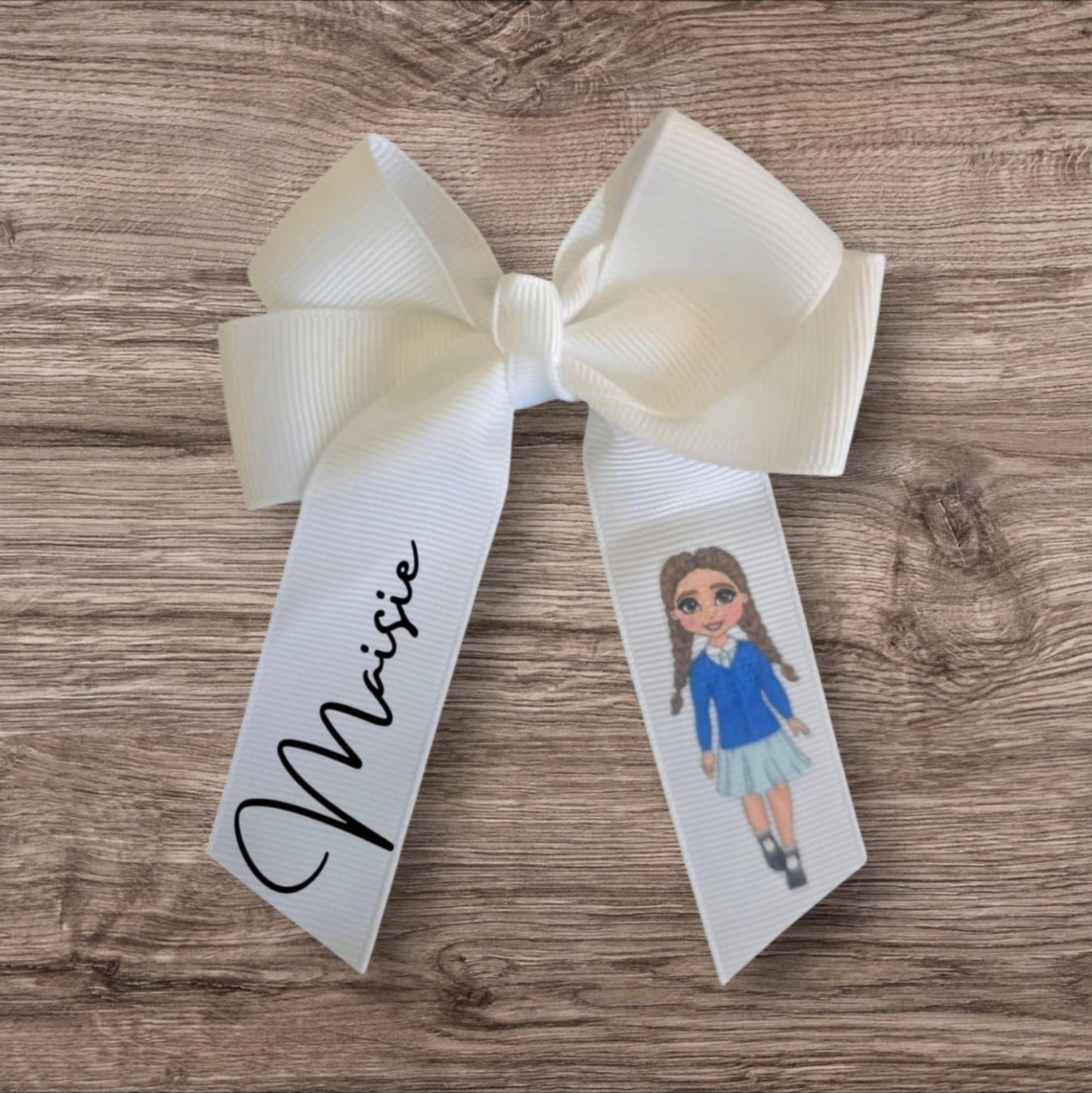 Personalised School Dolly hair bows 4inch