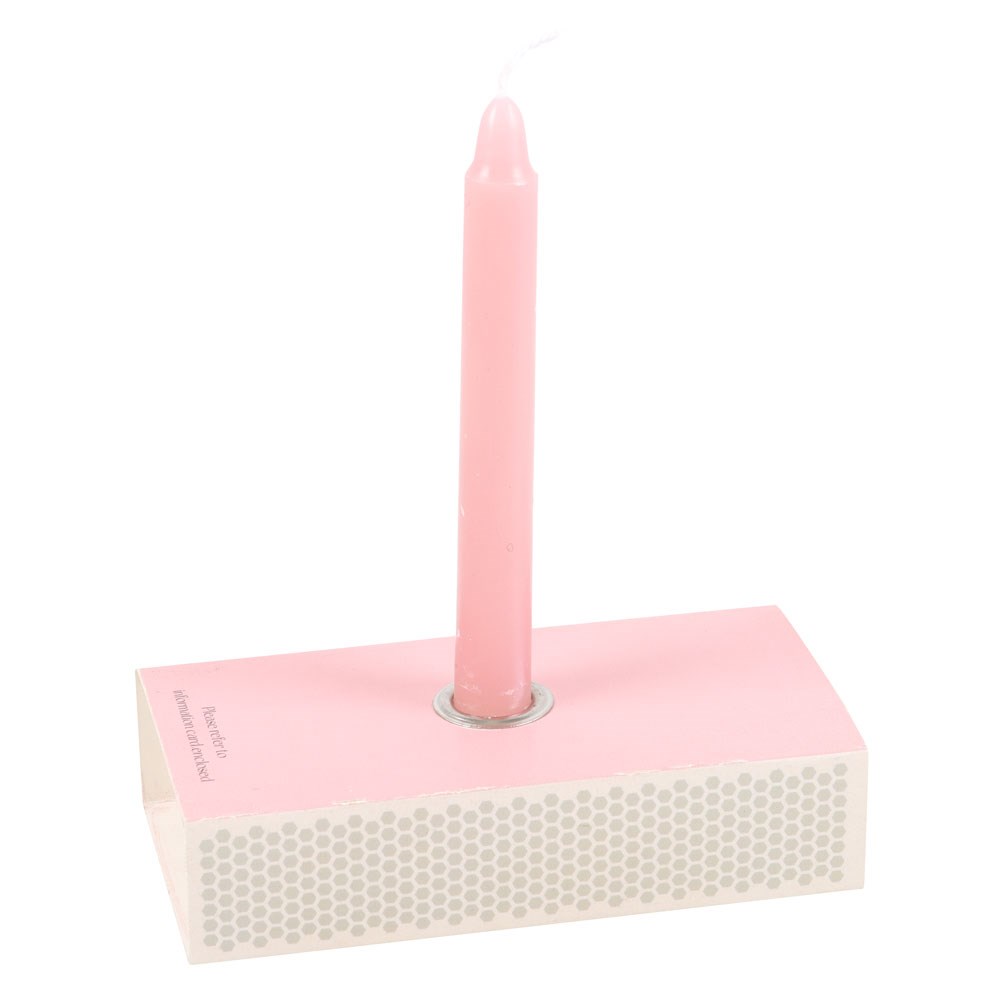 Pink pen holder with a pen on a white background