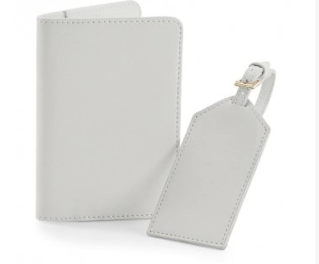 Personalised passport holder and luggage tag.